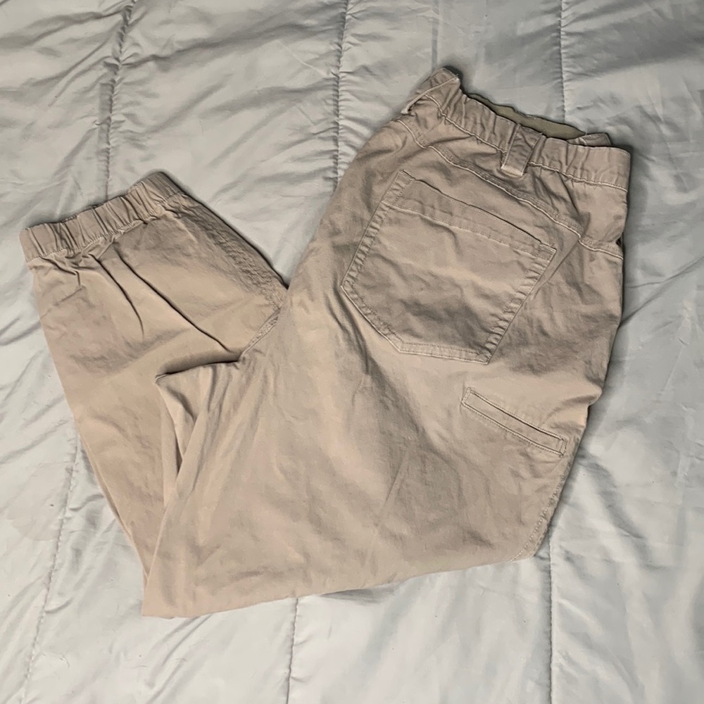 Plus size ankle pants with elastic leg hem